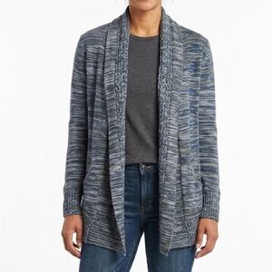 Aritzia WILFRED Silk Wool Marled Grey Open Front Cardigan Soft Academia Knit